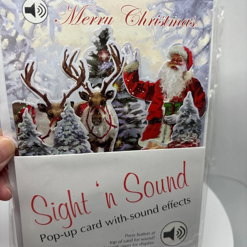 Christmas Pop‎ Up Cards Lot of 4 Santa Reindeer Snowman Joy Wreath Merry Decor